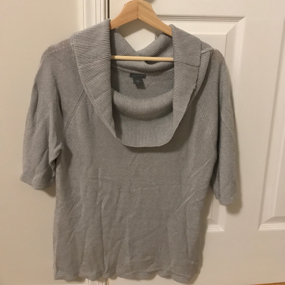 Ann Taylor silver cowl neck sweater XL